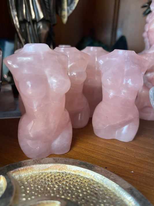 Rose Quartz Goddess Torso Carving