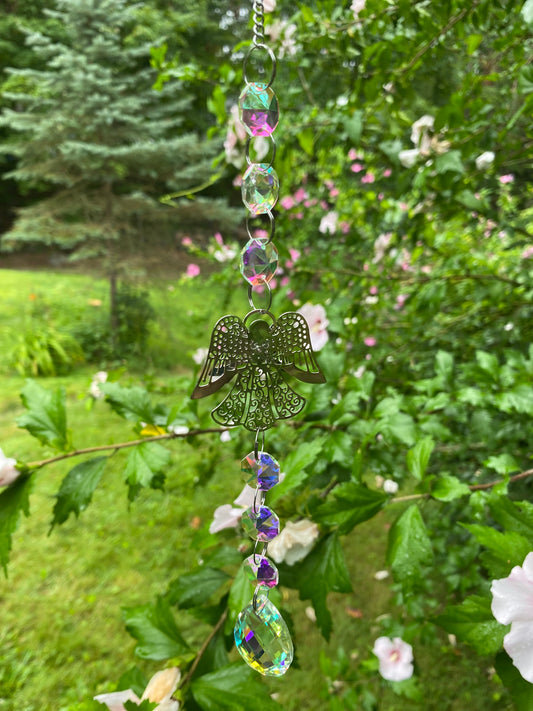 Crystal Suncatcher with Angel 17"