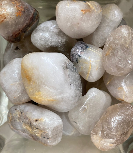 Rutile tumbled stones Rutilated Quartz