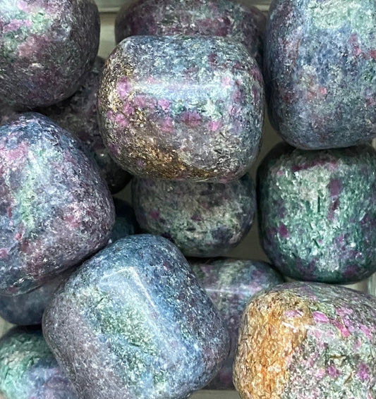 Ruby Zoisite with Mica tumbled stone