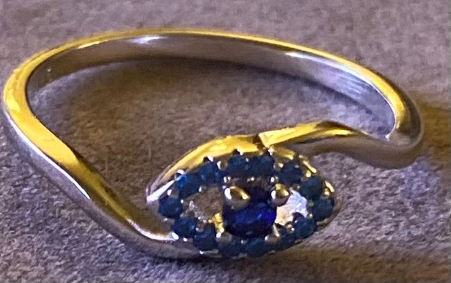 Sterling Silver Evil Eye Rhinestone Ring Sz 8