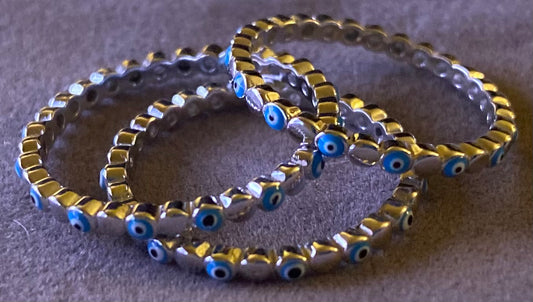 Sterling Silver Evil Eye Stackable Ring