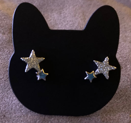 Sterling Silver Star Rhinestone Sterling Silver Stud Earrings