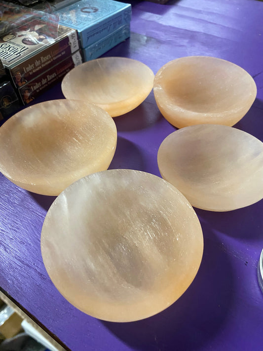 Natural Orange Satin Spar (Selenite) Bowl