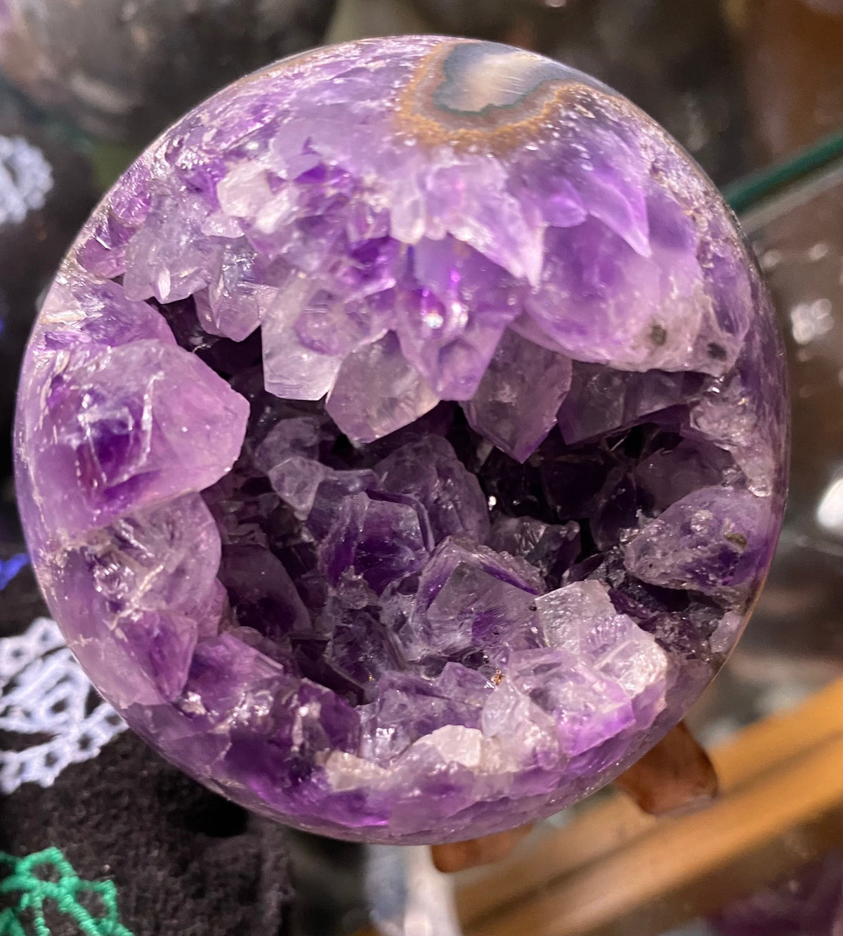 Cat Geode Amethyst Cluster Geode Sphere – Cosmic Black Cat