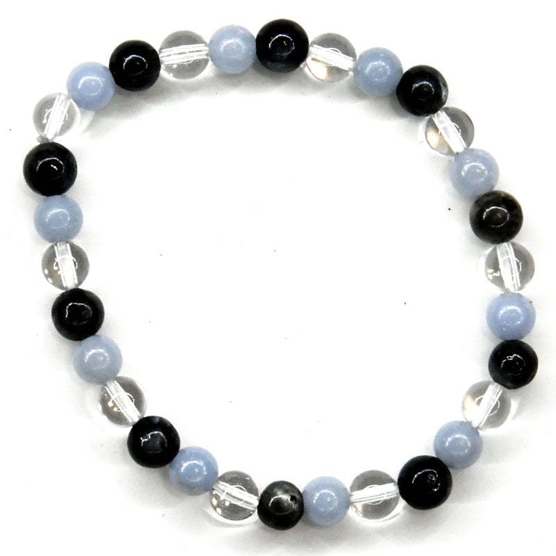 6mm Labradorite, Angelite, Quartz bracelet