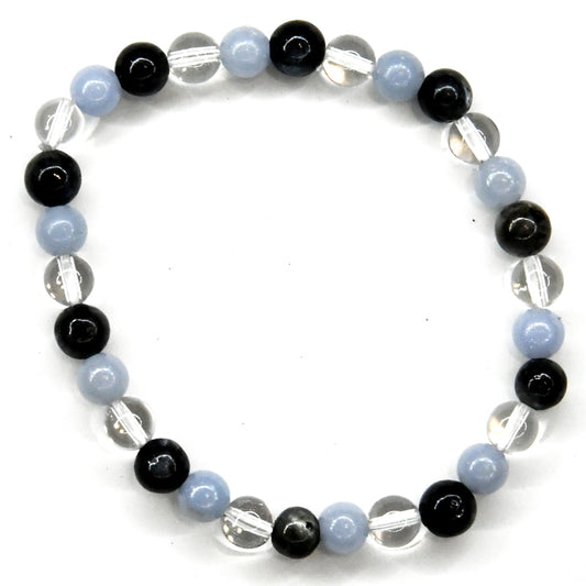 6mm Labradorite, Angelite, Quartz bracelet