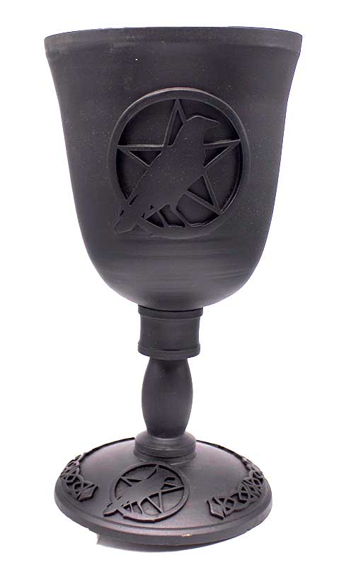 Pentagram & Raven Cast Iron chalice  7 5/8"