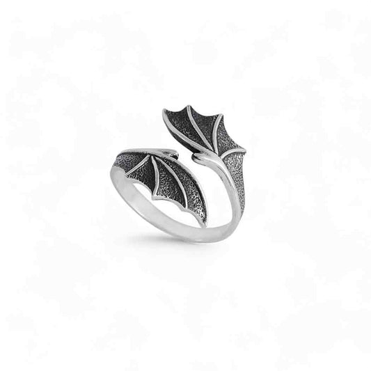 Sterling Silver or Bronze Adjustable Bypass Dragon Wing Ring