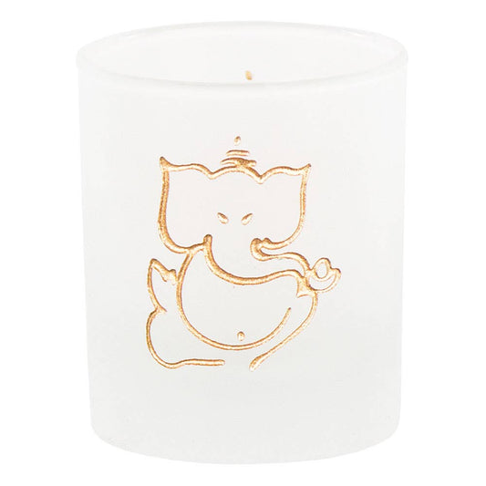 Etched Glass Votive Holder Ganesha