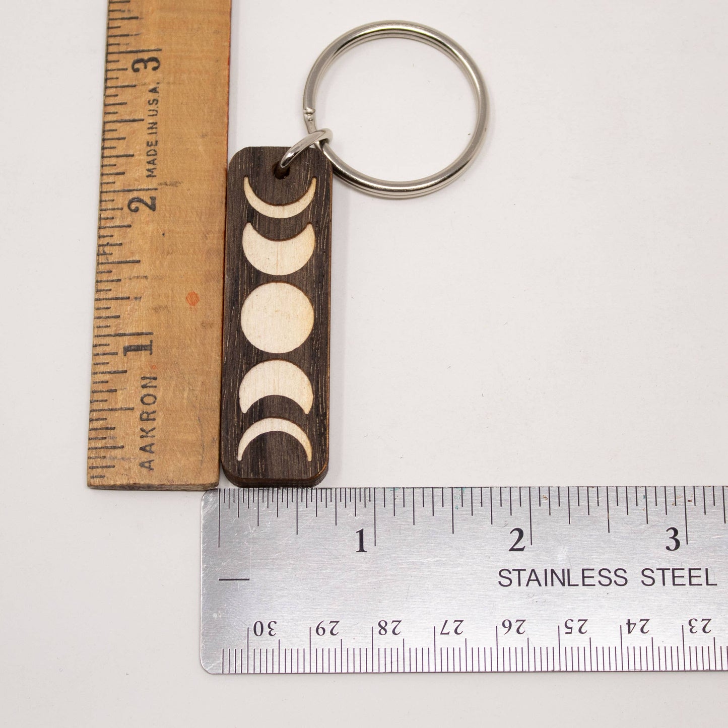 Moon Phases Cut Wooden Keychain - Zipper Pull