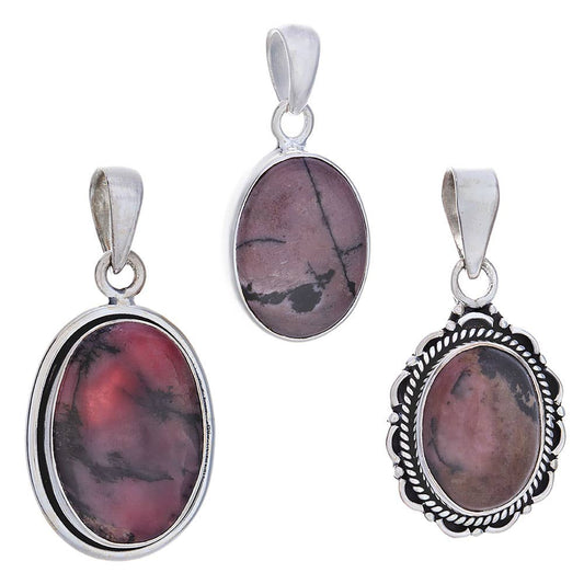 Assorted Small Oval Rhodonite Pendant (26 to 31mmH)