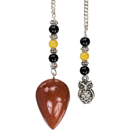 Pendulum Owl Goldstone & Black Agathe (Each)