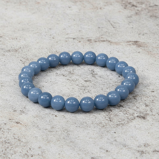 Elastic Bracelet 8mm Round Beads - Angelite (Each)