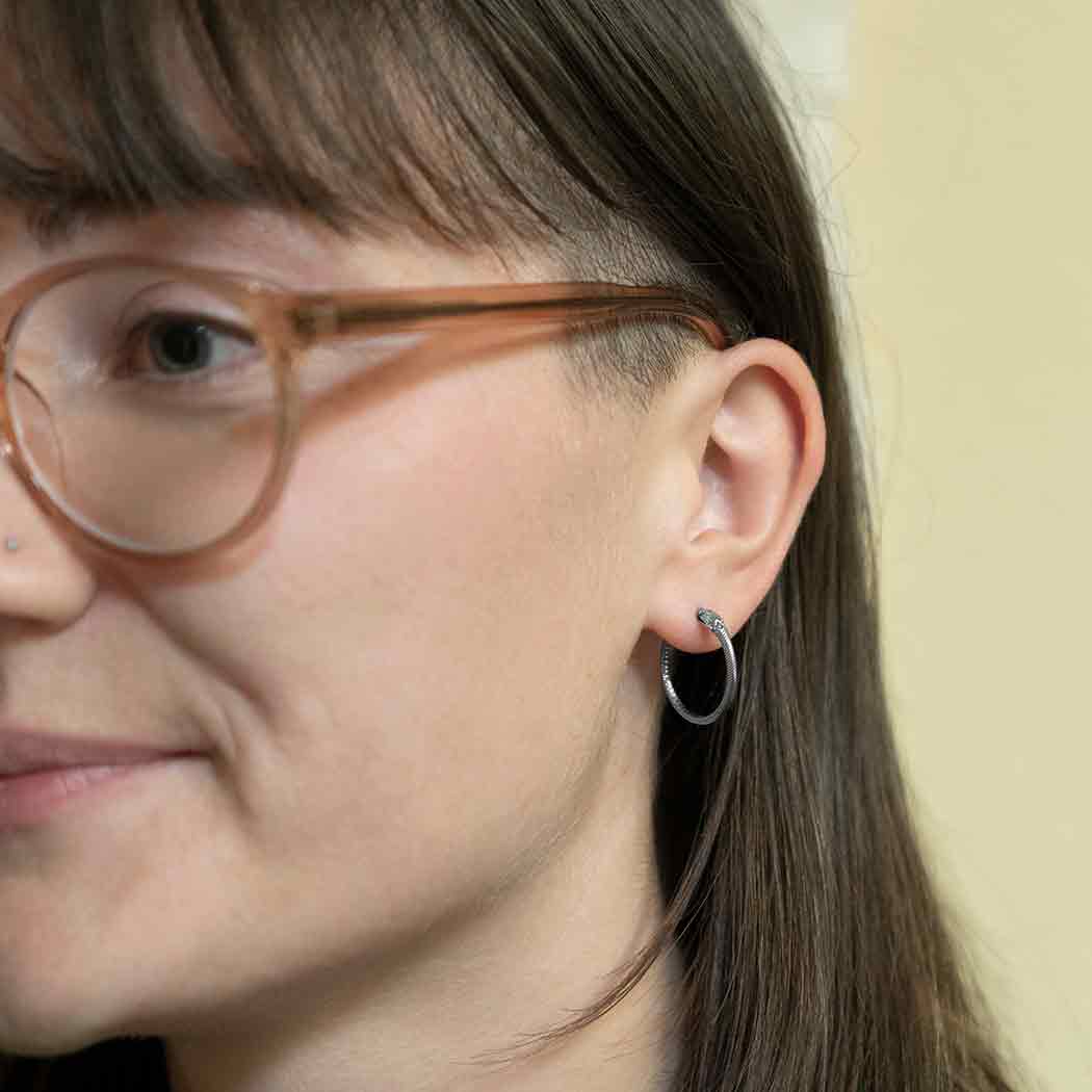 Sterling Silver Ouroboros Hoop Earrings 21x21mm