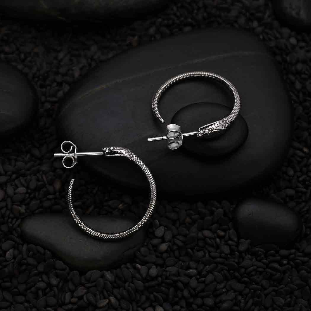 Sterling Silver Ouroboros Hoop Earrings 21x21mm