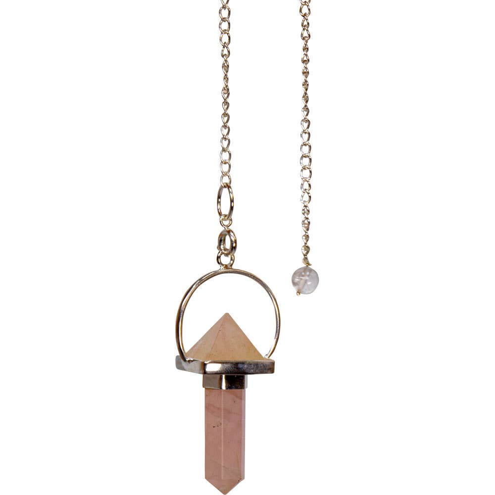 Pendulum Rose Quartz Pyramid w/Rose Quartz Point (Each)