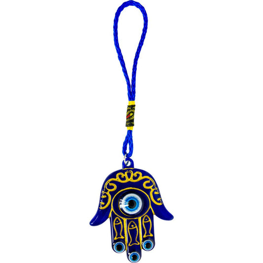 Plastic Evil Eye Talisman - Fatima Hand w/ Golden Inlay (Each)