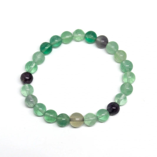 Large Size Rainbow Fluorite Beaded Bracelet Wrist Mala 8mm