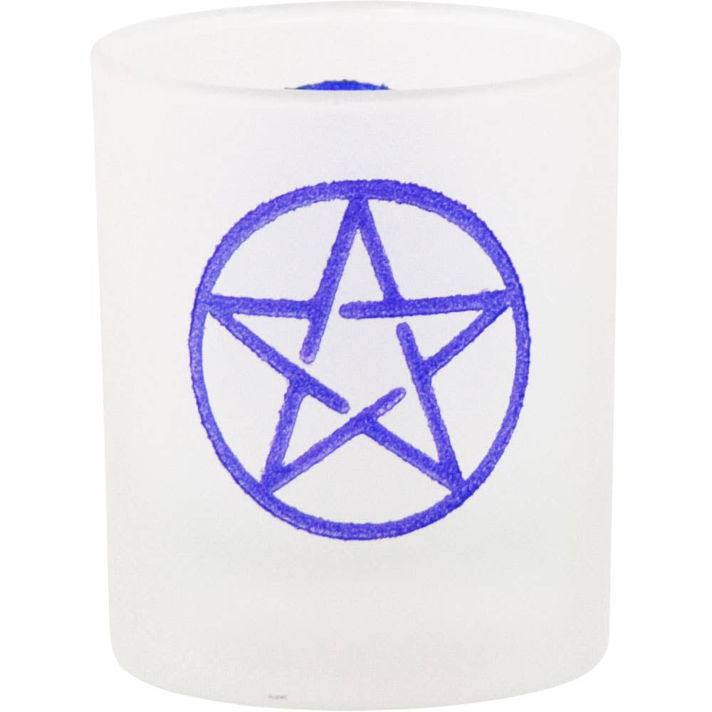 Etched Glass Votive Holder Pentacle (Each)