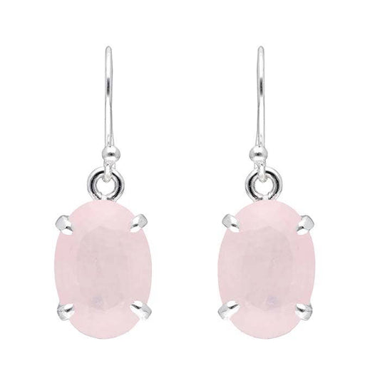 Rose Quartz 925 Sterling Silver Dangle Earrings