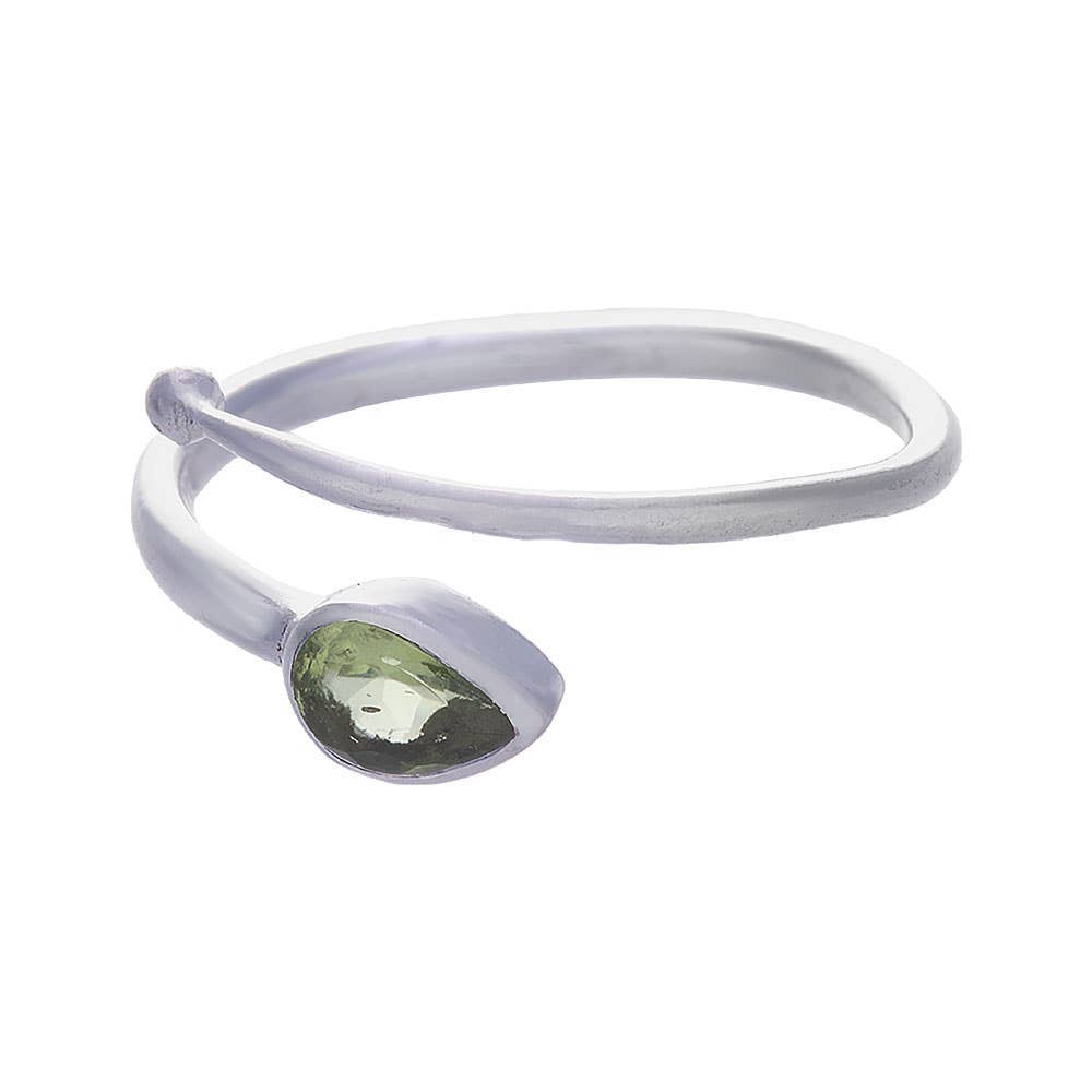 Peridot Teardrop Cut Adjustable Ring