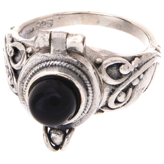 Round Box Ring Black Onyx 6mm Cab