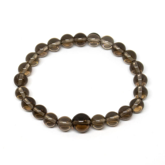 Smoky Quartz Crystal Beaded Bracelet - Wrist Mala - 8mm