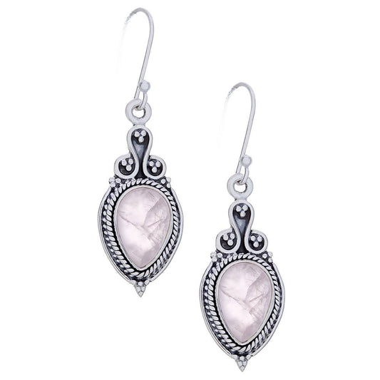 Rose Quartz Fancy Teardrop Earrings