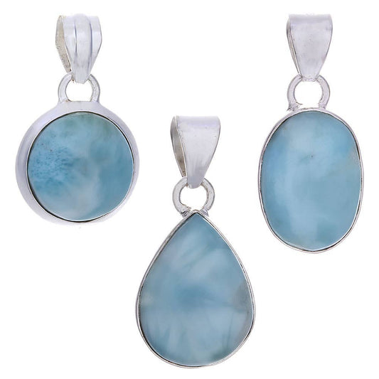Larimar Plain Settings Assorted Shapes Pendants