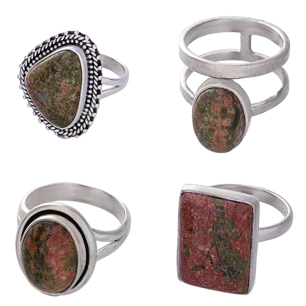 Unakite Sterling Silver Ring