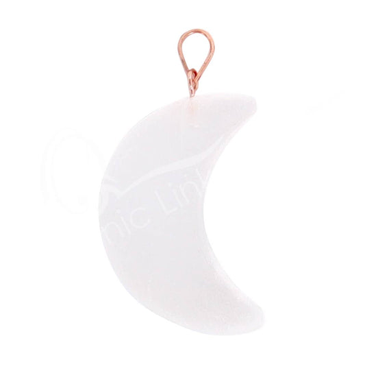 Satin Spar Selenite Moon Pendant 2-2.25"
