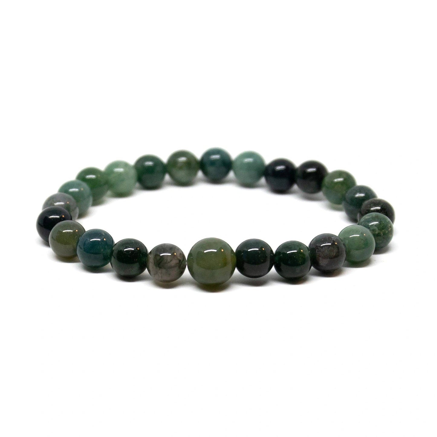 Moss Agate  Beaded Bracelet 10mm