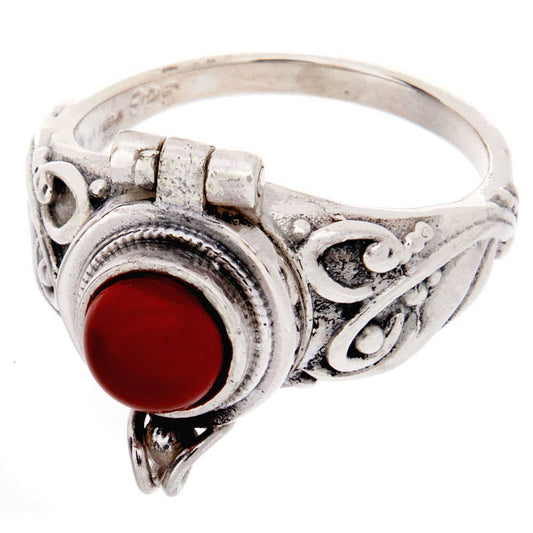 Round Box Ring Carnelian 6mm Cab