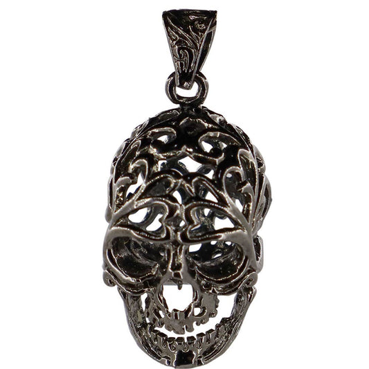 Tumbled Stone Skull Cage Pendant - Black