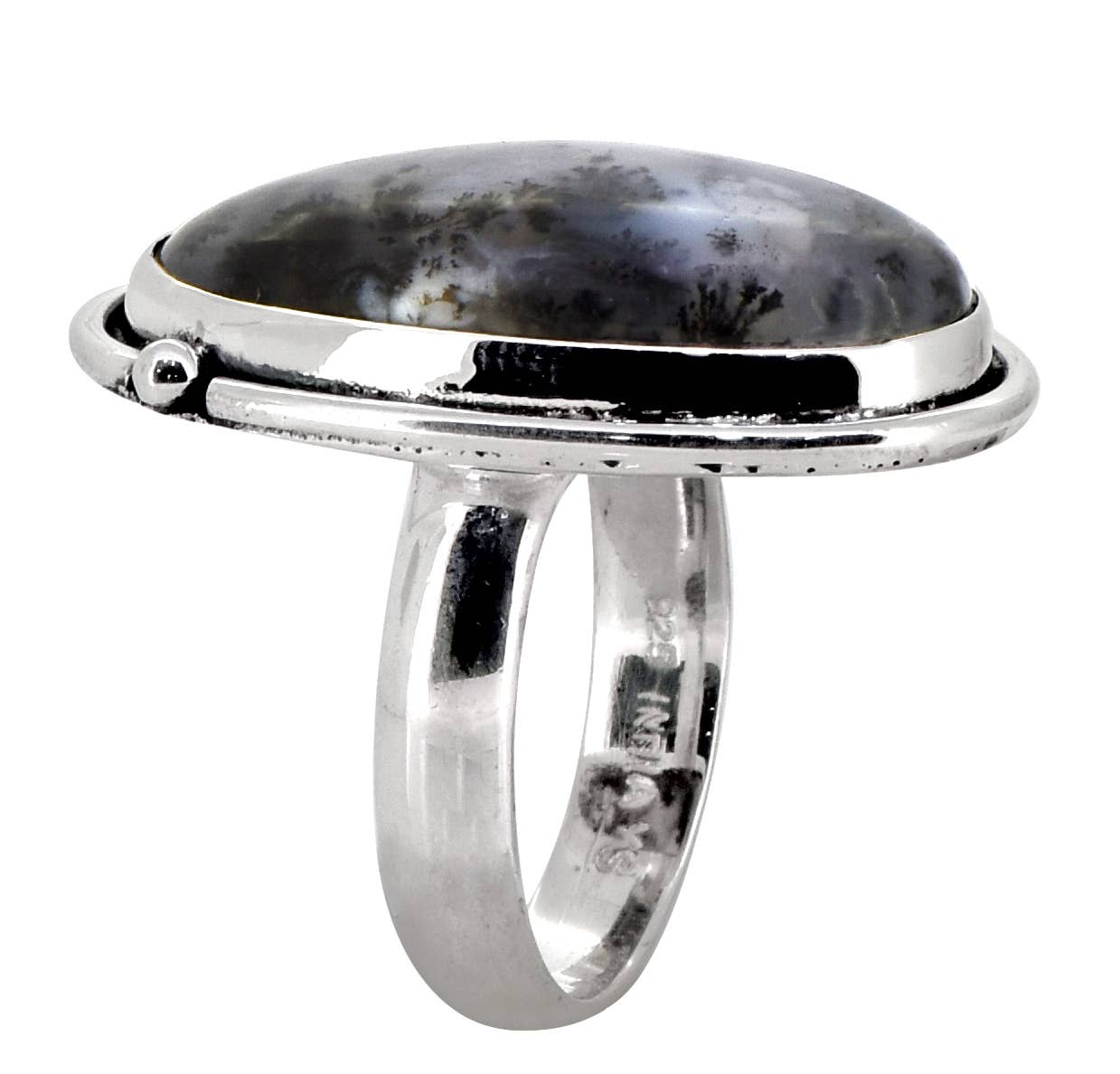 Dendritic Agate 925 Sterling Silver Gemstone Ring