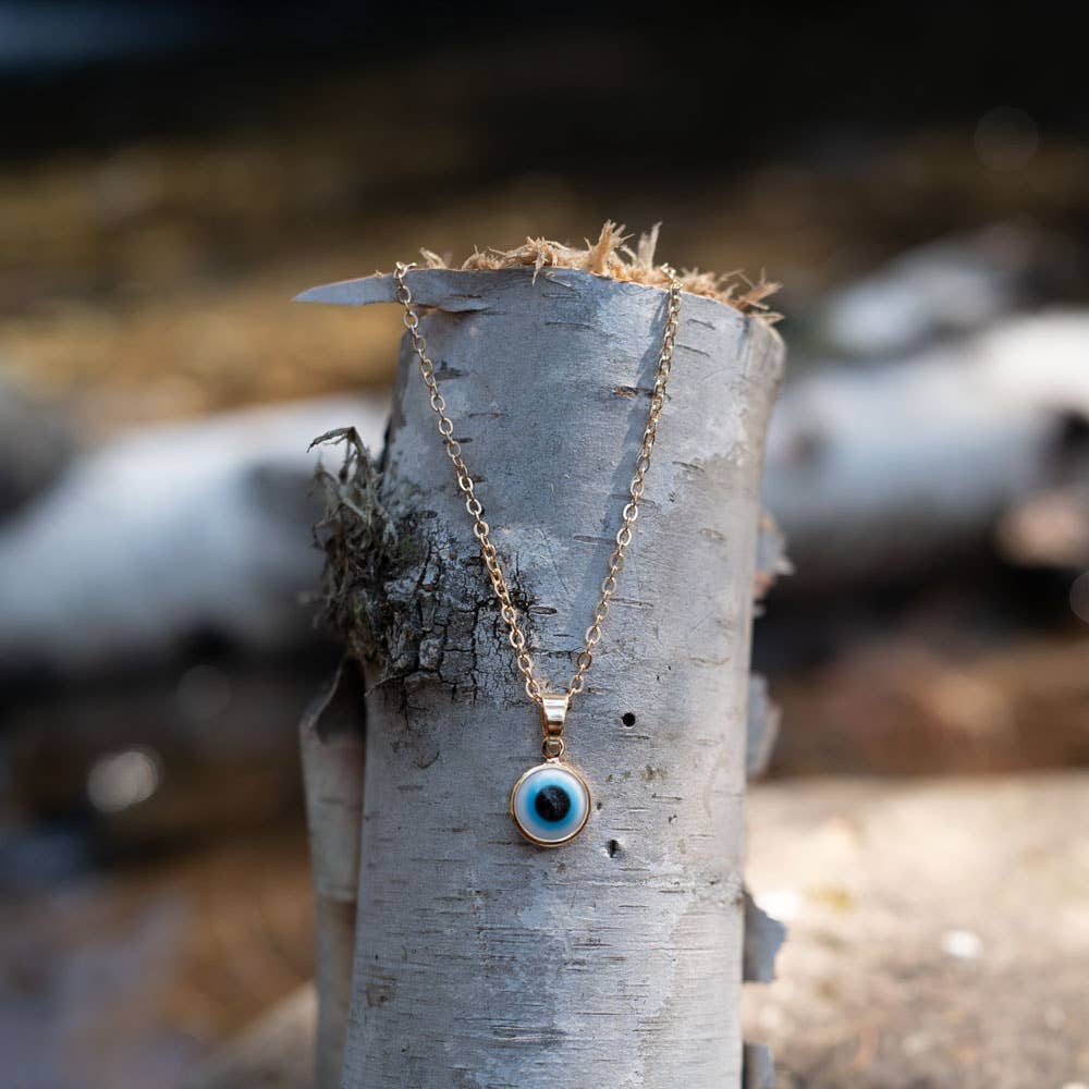 Evil Eye Protection Necklace - White Evil Eye Gold (Each)