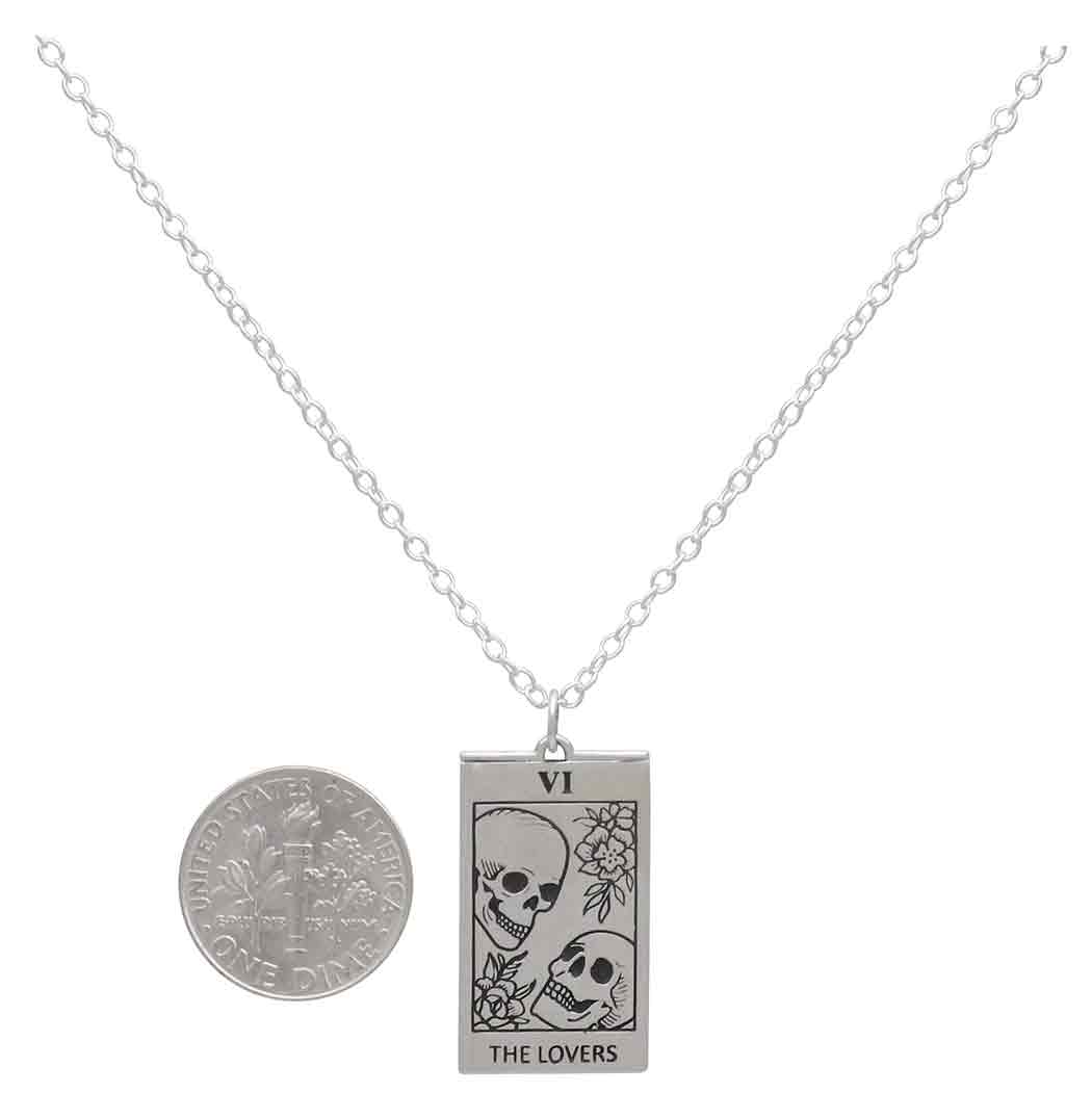 Sterling Silver Lovers Tarot Card Necklace