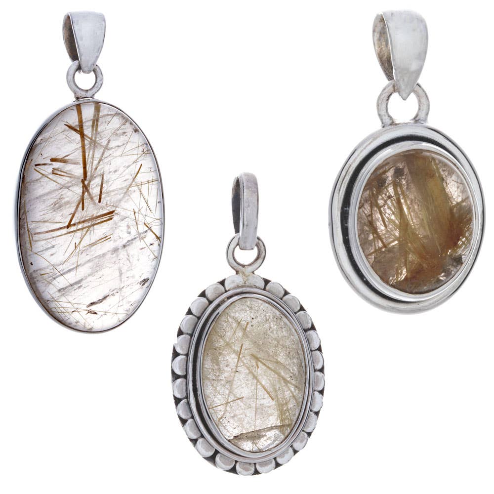 Rutilated Quartz Medium Oval Pendants 25-38mm H