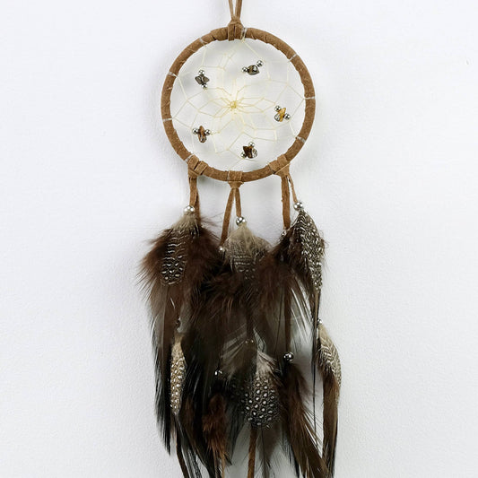 2.5" Brown Dream Catcher with Semi-precious Stones