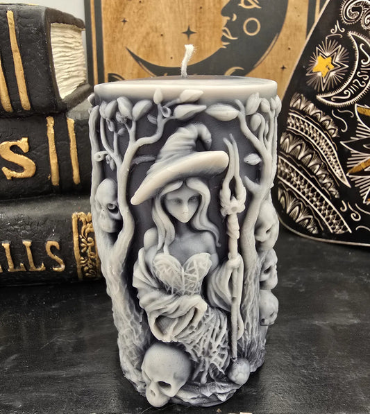 Two-Tone Scented Witch Pillar Candle
