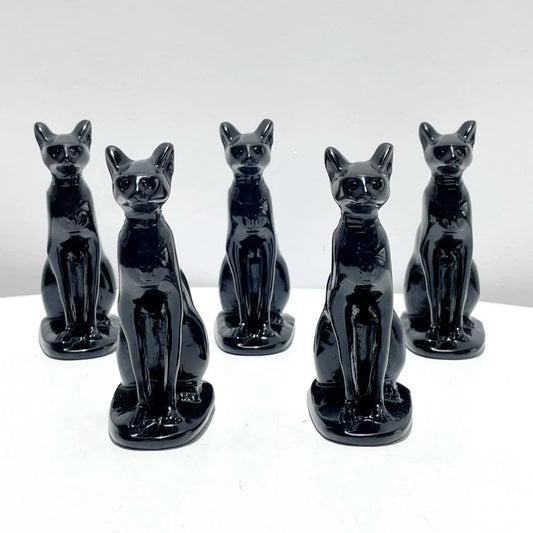 Obsidian Bastet Carving Large