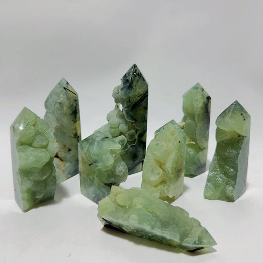 Natural Prehnite Tower with one side Raw Stone