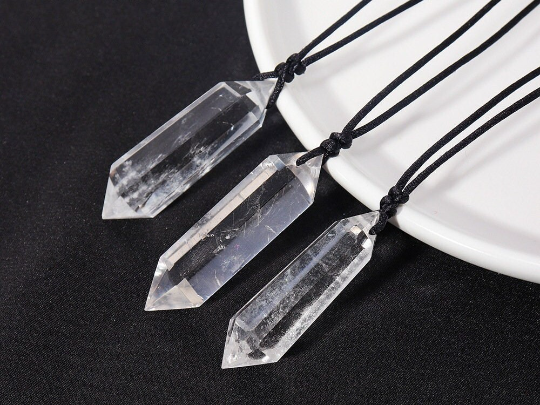 Elegant Clear Quartz Necklace - Natural Crystal Pendant, Healing, Clarity, Spiritual Jewelry double terminated