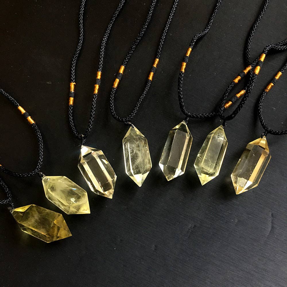 Citrine Necklace - 4-5cm Natural Citrine Crystal Pendant, double terminated
