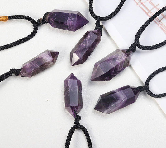 Chevron Amethyst Necklace - 4-5cm Natural Dream Amethyst double terminated